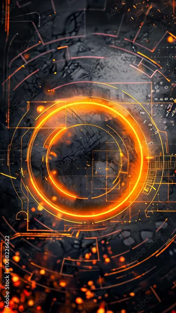 Poster abstract futuristic digital background with circular elements and glowing lights