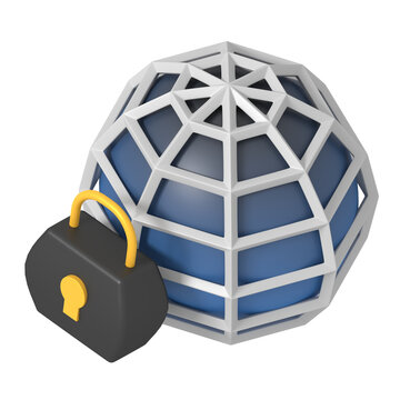 Domain browser security padlock isometric style