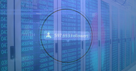 Image of digital data processing over computer servers