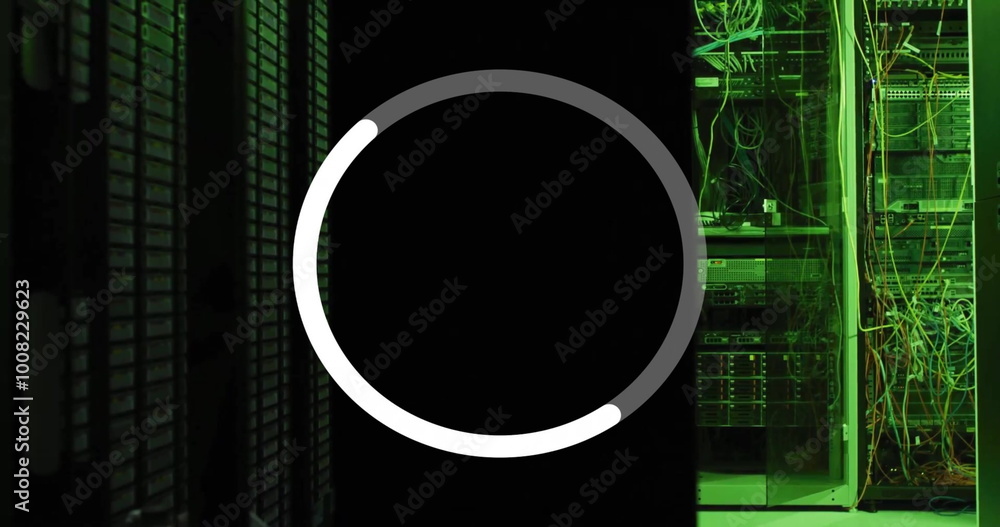 Poster image of data loading ring processing over server room