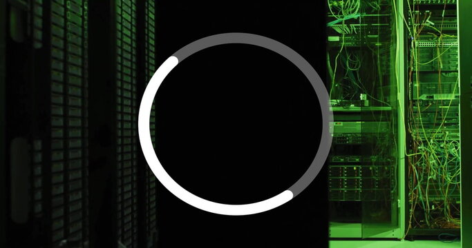 Image of data loading ring processing over server room