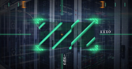 Image of data processing with scope scanning over server room