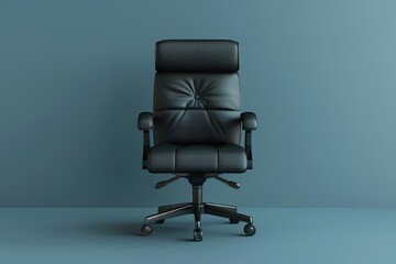 A modern ergonomic office chair against a sleek blue backdrop for a stylish workspace