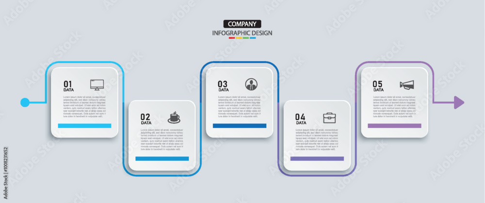 Canvas Prints 5 data infographics square layout paper template. illustration business abstract background.