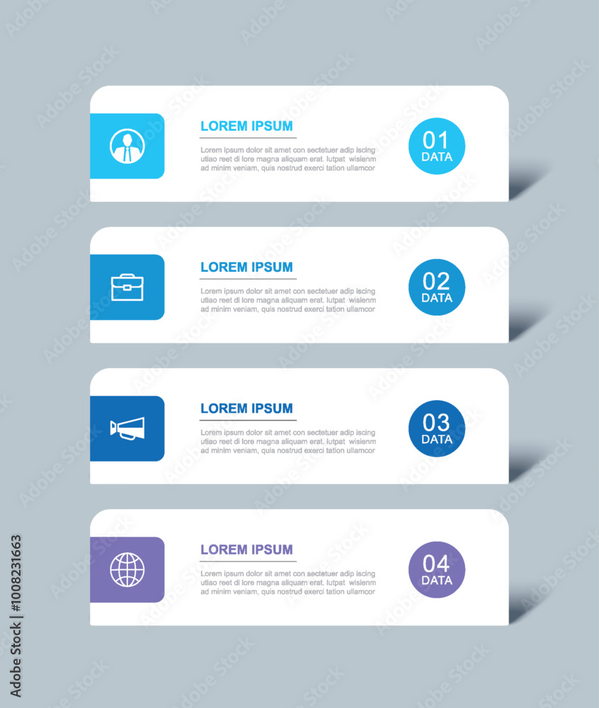Canvas Prints 4 data infographics tab paper index template. illustration business abstract background.
