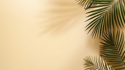 Obraz premium Tropical Palm Leaves on Soft Beige Background