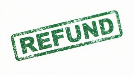 Green refund approved stamp on white background
