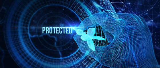 Cyber security data protection business technology privacy concept.  Protected. 3d illustration