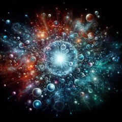 Fototapeta premium Bubble Big Bang An explosion of bubbles representing the birth o