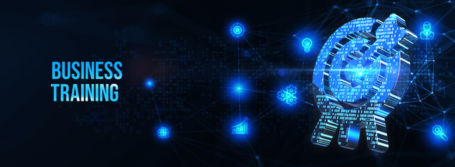 Business, Technology, Internet and network concept. Coaching mentoring education business training development E-learning concept. 3d illustration