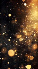 Obraz premium A shimmering background of golden particles on a dark surface.