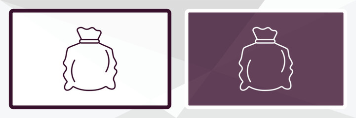 sack outline icon. Linear vector from farming and gardening concept. Thin line white and black sack icon isolated on white and dark background