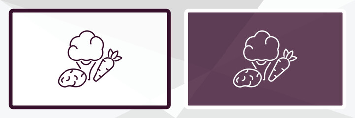 vegetables outline icon. Linear vector from farming and gardening concept. Thin line white and black vegetables icon isolated on white and dark background