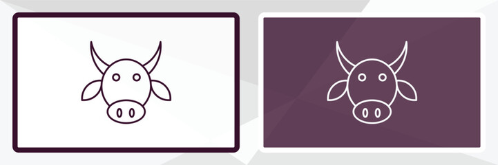 ox outline icon. Linear vector from farming and gardening concept. Thin line white and black ox icon isolated on white and dark background