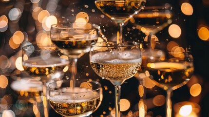 Elegant Champagne Tower Ready for a New Year's Toast