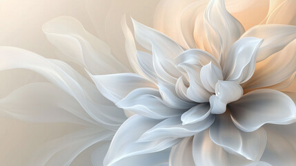 Fototapeta premium Abstract Flower. A soft, dreamy abstract painting of a delicate white flower with flowing petals.