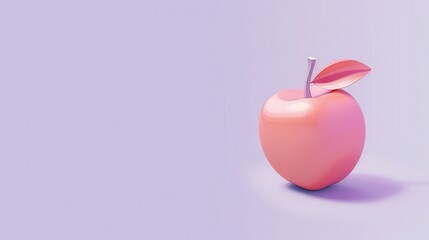 Obraz premium Simple health banner, light purple background, single apple icon, clean copy space. 