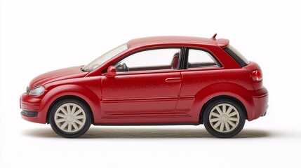 Red Toy Car Model on White Background