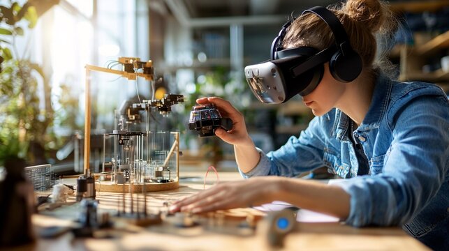Developer in Virtual Reality Workspace Testing