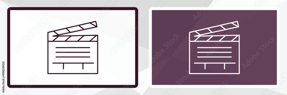 Poster clapboard outline icon. linear vector from entertainment concept. thin line white and black clapboar