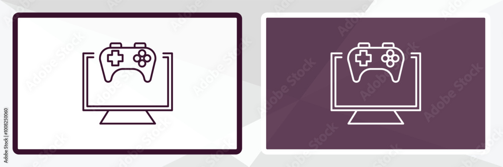 Poster pc game outline icon. linear vector from entertainment concept. thin line white and black pc game ic