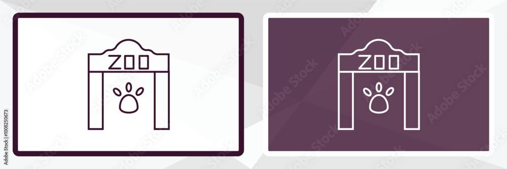 Poster zoo outline icon. linear vector from entertainment concept. thin line white and black zoo icon isola