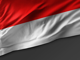 Indonesia Flag waving on top of blank space area for copy text or caption Indonesian waving flag