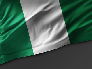 Obraz premium Nigeria Flag waving on top of blank space area for copy text or caption Nigerian waving flag