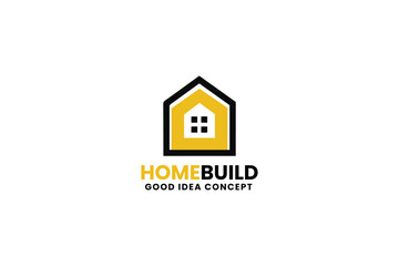 HomeBuild logo with yellow house icon and bold modern style