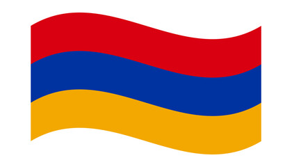Wavy flag of Armenia, isolated on a transparent background. Flag of the Republic of Armenia. Vector illustration