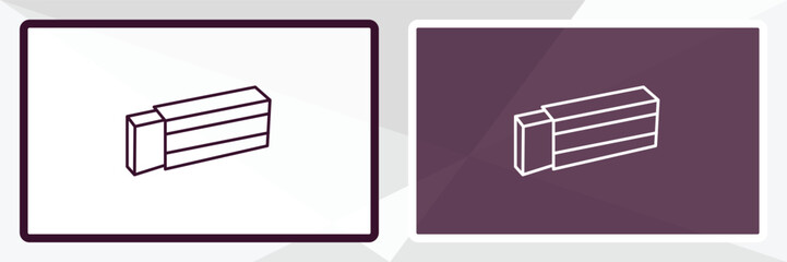 eraser outline icon. Linear vector from education concept. Thin line white and black eraser icon isolated on white and dark background