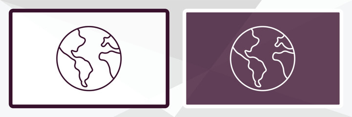 world map outline icon. Linear vector from education concept. Thin line white and black world map icon isolated on white and dark background