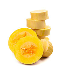 Pumpkin isolated on white background. Orange squash. Fall holidays, halloween, thanksgiving day, food concept.