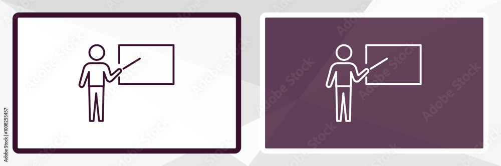 Poster teach outline icon. linear vector from education concept. thin line white and black teach icon isola