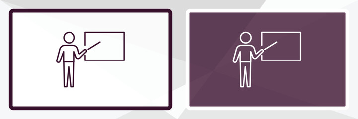 teach outline icon. Linear vector from education concept. Thin line white and black teach icon isolated on white and dark background