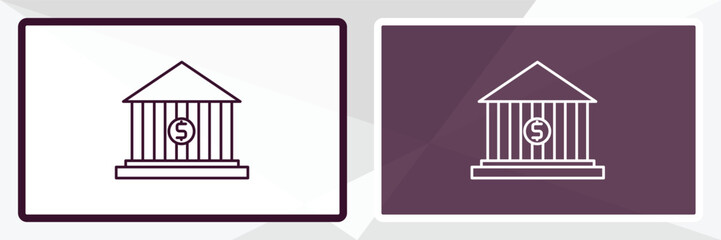 bank symbol outline icon. Linear vector from education concept. Thin line white and black bank symbol icon isolated on white and dark background