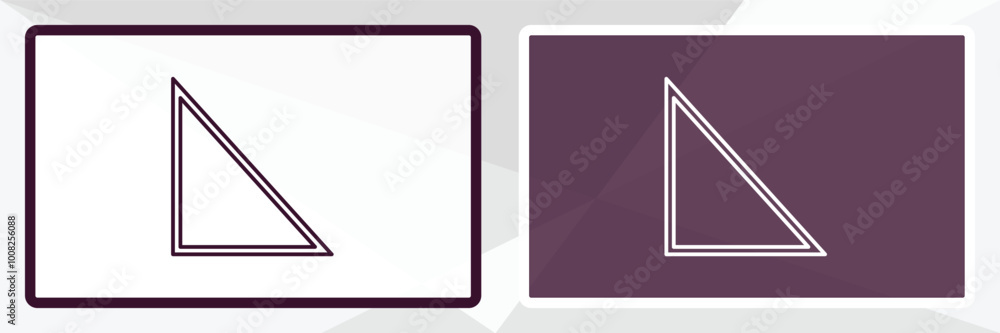 Poster right triangle outline icon. linear vector from education concept. thin line white and black right t