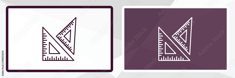 Poster set square school tool outline icon. linear vector from education concept. thin line white and black