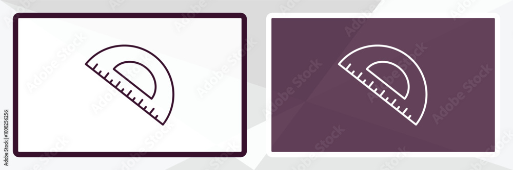 Aufkleber semicircle with ruler outline icon. linear vector from education concept. thin line white and black 