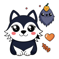 Drawn illustration cute doodle animals vector silhouette illustration