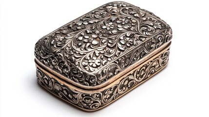 Ornate Silver Box with Floral Engraving