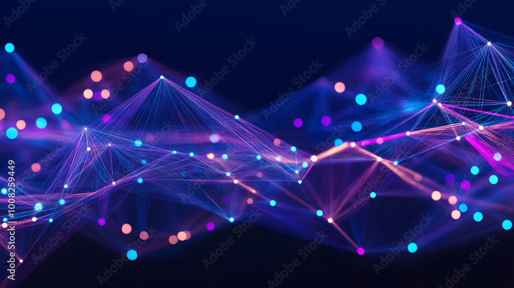 Aufkleber abstract background with interweaving of colored lines and dots. network connection structure. data 
