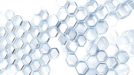 Simple and abstract 3D vector illustration, Geometric images of honeycomb shapes in transparent regular hexagons, white background.
For card, invitation, web, social media, presentation, slide show.