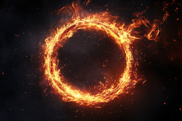 Bright sparks creating a ring of fire in a dark setting