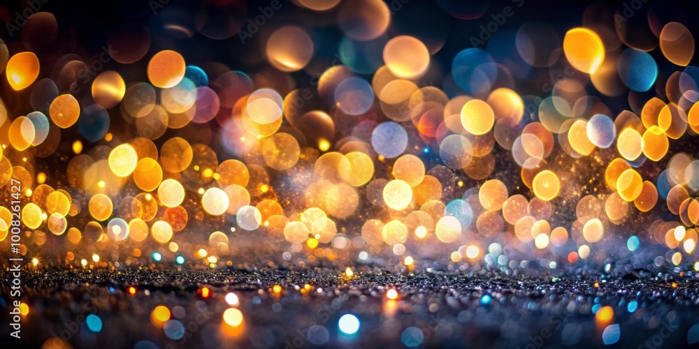 Aufkleber stunning abstract blur bokeh background with soft lights and dark black backdrop for creative use