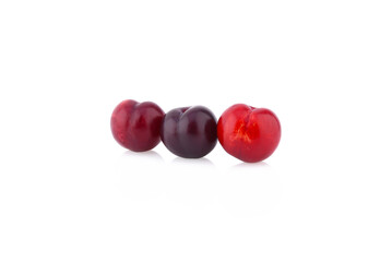 Red Plum fruit isolated on white background.