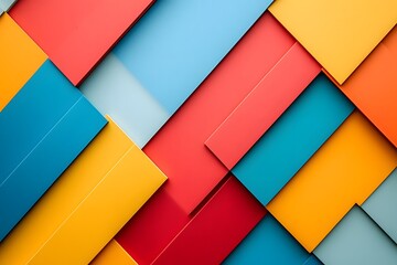Colorful geometric shapes arranged in a modern pattern.