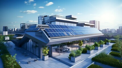 A photo of a commercial property with solar panels