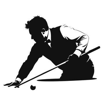 recommend clip art: The Focus: A Silhouette of a Focused Snooker Player in Black and White, Exuding Concentration and Precision