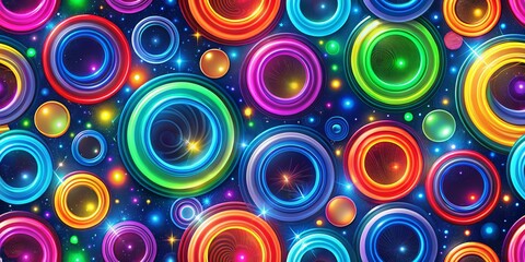 Vibrant Multicolored Seamless Background with Circles and Arcs for Birthday and Summer Decor Ideas